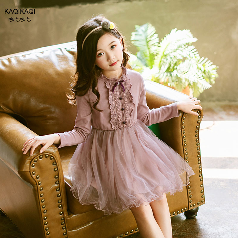Kaqikaqi forår efterår baby piger ballkjole prinsesse kjole børn langærmet tøj lolita stil kronblad overtøj
