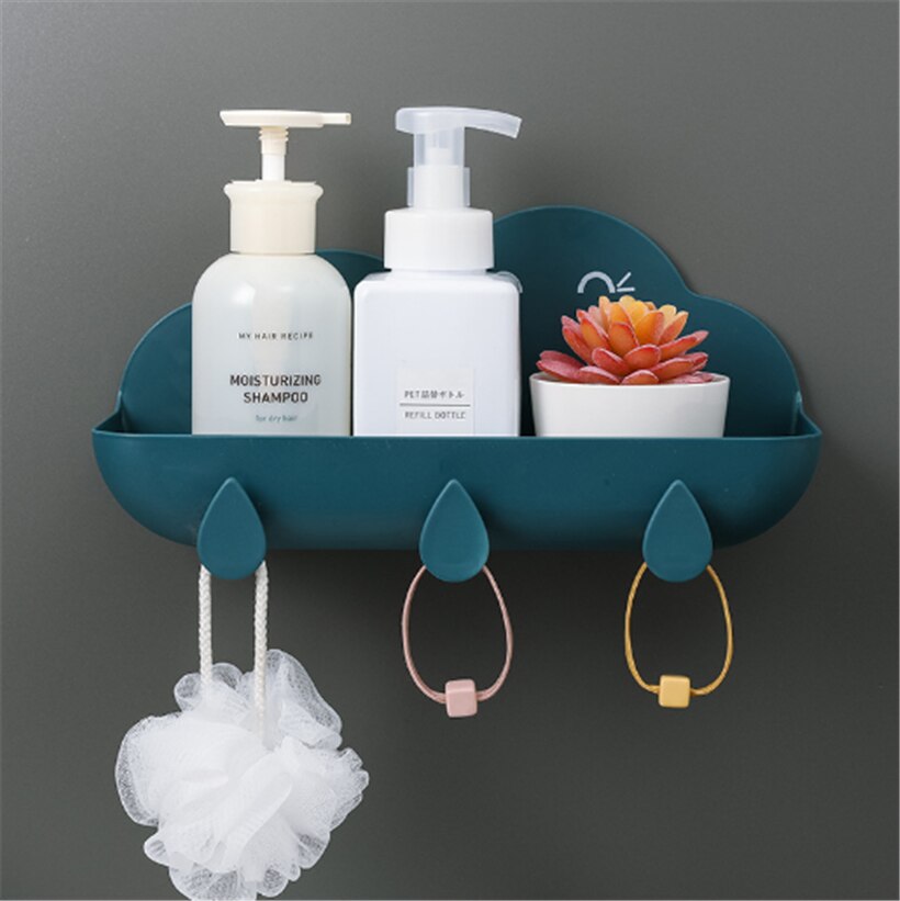 Trois crochets muraux en forme de nuage, DIY, cintre en plastique, crochets adhésifs pour suspendre des vêtements, porte-serviettes, décoration murale: Bleu profond