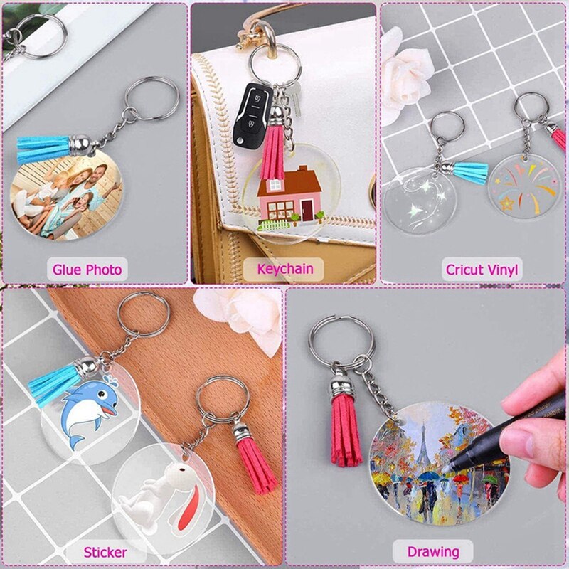 Sublimation Keychain Blanks Set, Keychain Making Kit With Acrylic Blanks, Tassels, Keychain Rings, Jump Rings