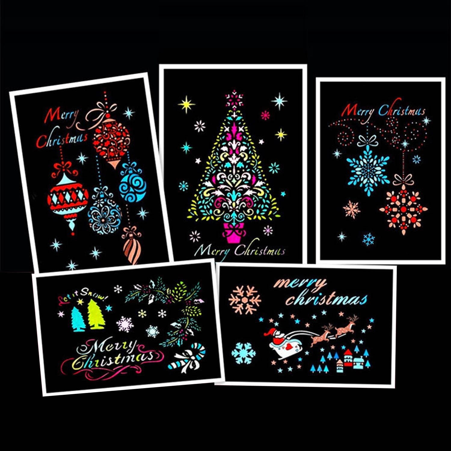 12Pcs Merry Christmas Painting Drawing Stencils Templates DIY Arts Set Toy Pigment School Project Craft Album Card Supplies