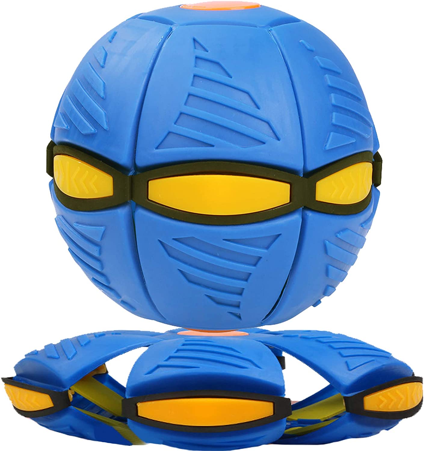 Ufo-flugscheibe, flache wurfscheibe mit led-licht und musik, spielzeug für kinder, basketballspiel für draußen im garten, magischer, deformierter ball, 23cm bälle: Blaue 3 leds