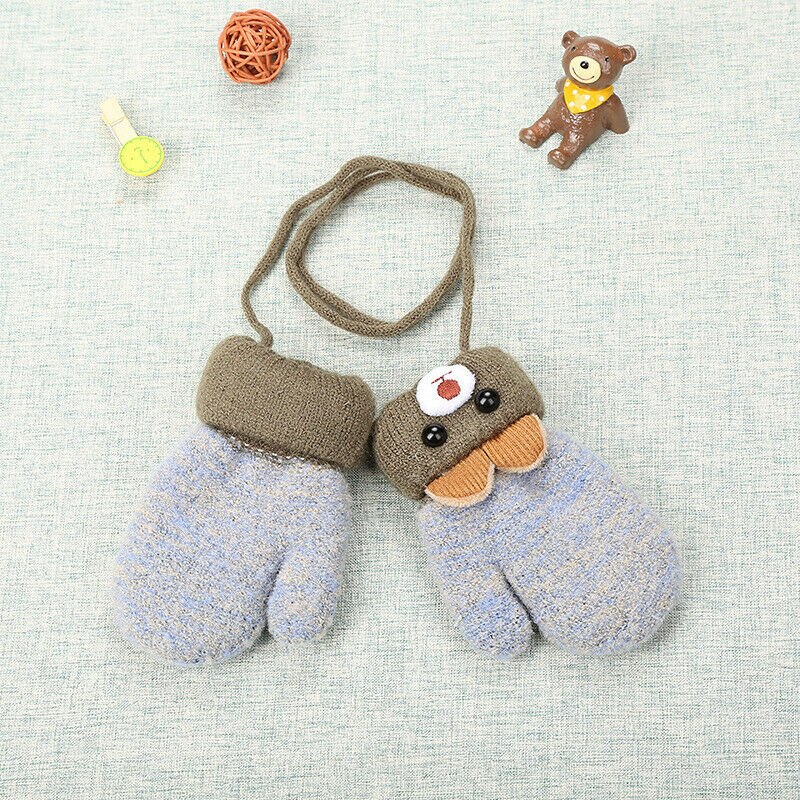 nette Bär Cartoon 0-3 Jahre Alt Baby Handschuhe Winter Stricken Wolle Neugeborenen Fäustlinge Samt Dicke kinder kinder Halten Finger Warme