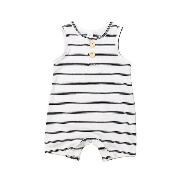 0-24 M abbigliamento per neonati pagliaccetto a righe per bambina vestiti per ragazzo tuta a righe senza maniche per bambina vestito estivo per neonato: WHITE / 24M