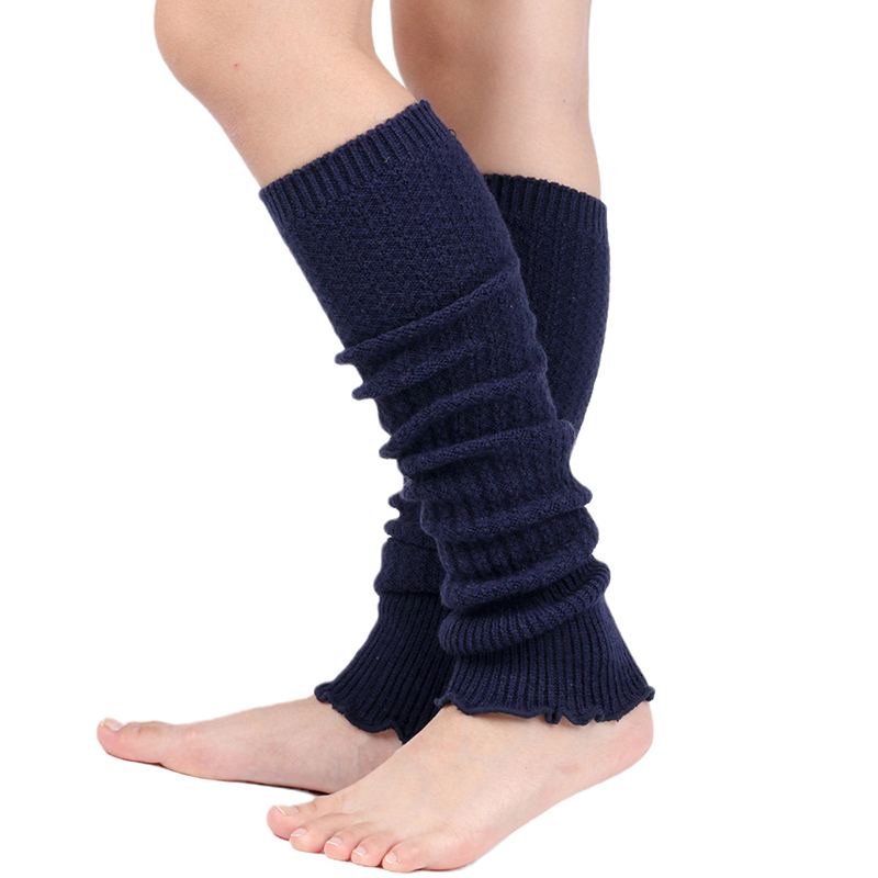 Women's Leg Warmer Soft Knitted Foot Cover Candy Color All-match Warming Boot Stockings 1 Pair Winter Loose Over Knee Socks: dark blue