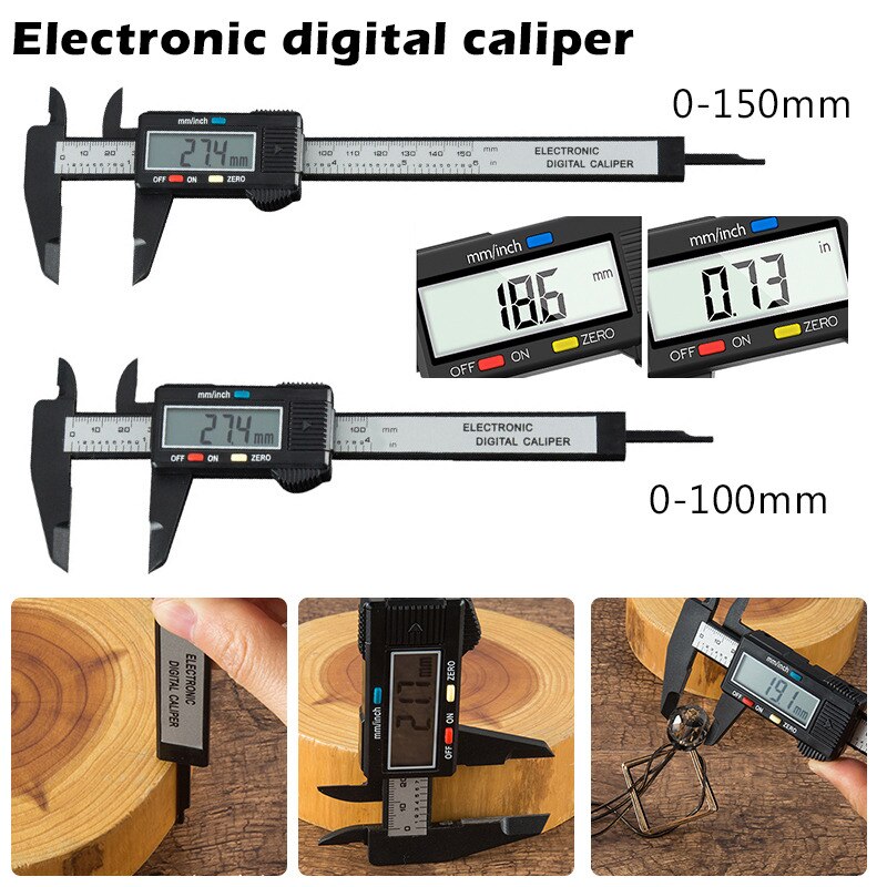 Digital Vernier Caliper 0-150mm 6-inch LCD Electronic Carbon Fiber Altimeter Micrometer Measuring Tool