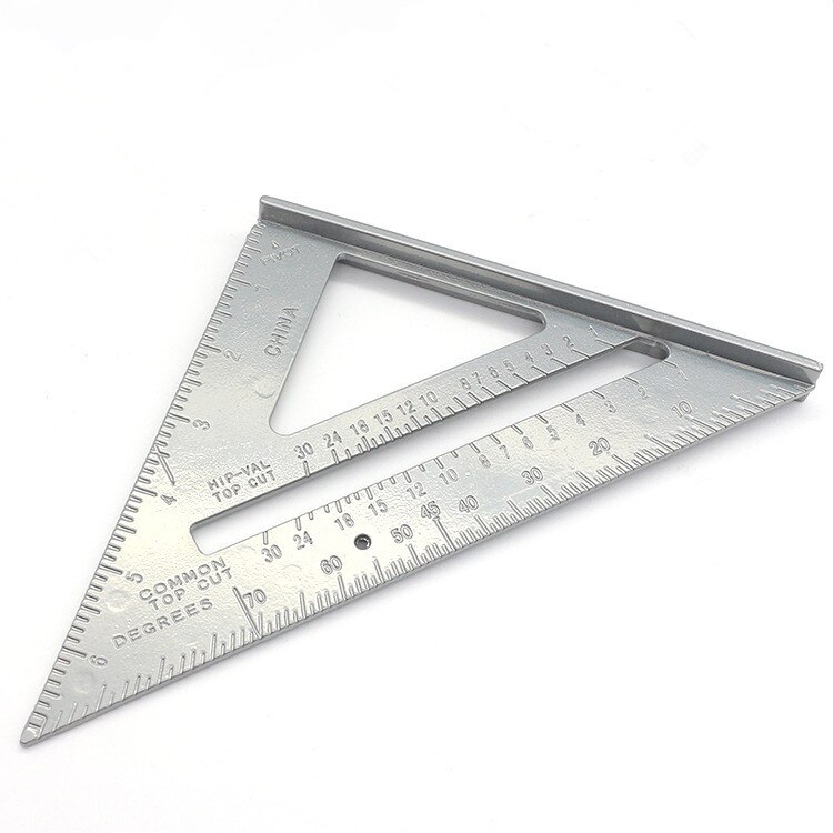 7 Inch Aluminum Alloy Measuring Ruler Gauges Speed Square Roofing Triangle Angle Protractor Trammel Measuring Tools: Silver