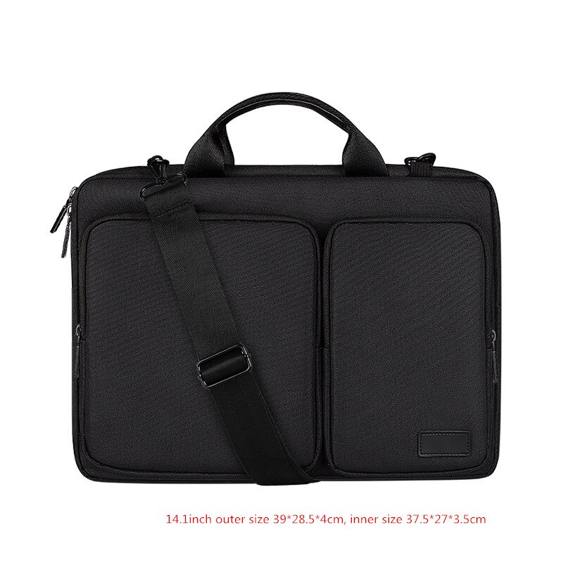 13.3/14.1/15.6inch Shoulder Laptop Briefcase Bag Men Women Shockproof Crossbody Travel Mouse Phone Electronic Document Pouch: B black M