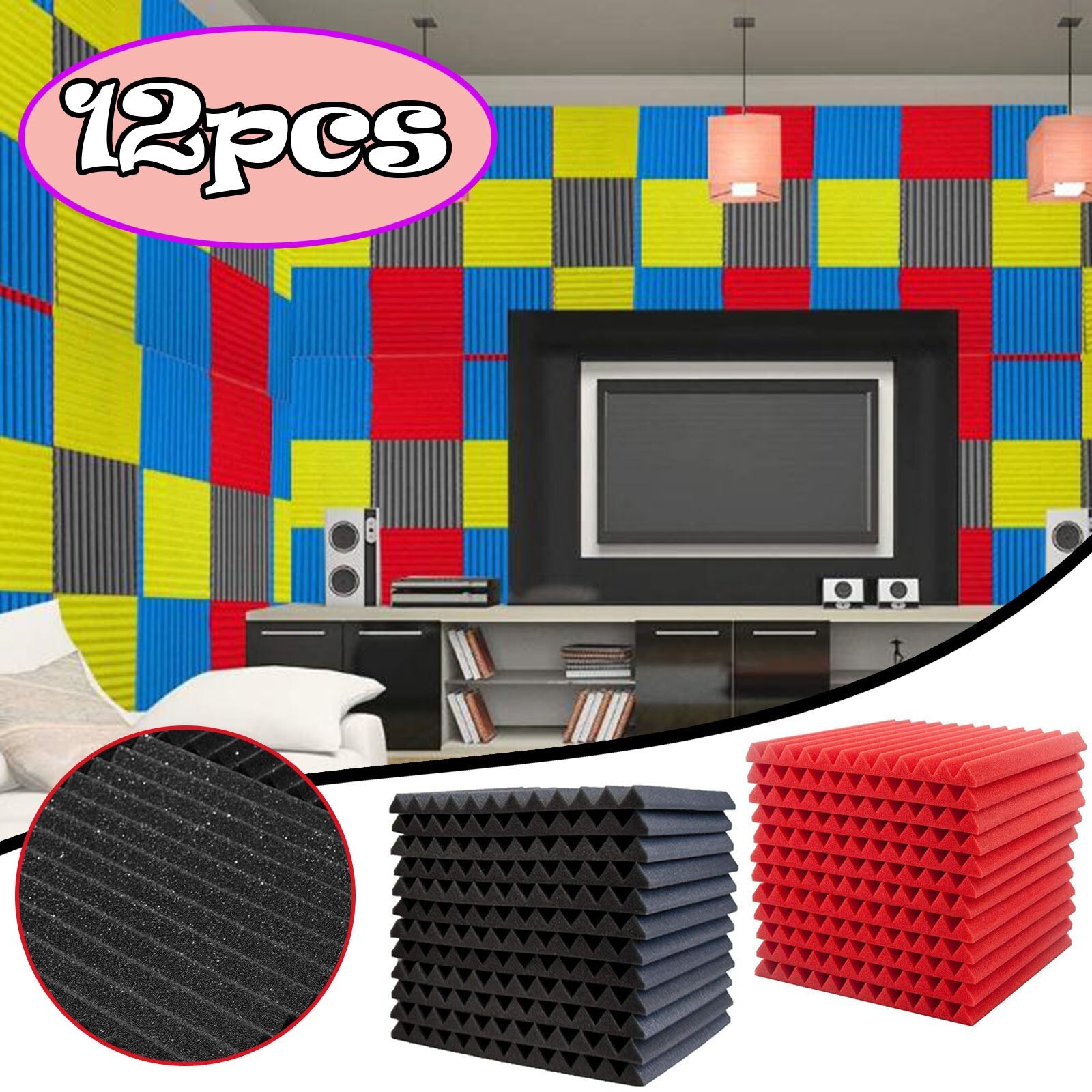 Home Scene Layout Sound Absorbing Foam Wall Indoor Sound-absorbing Soundproofing Foam Sound Absorbing Noise Sponge Foam #Y