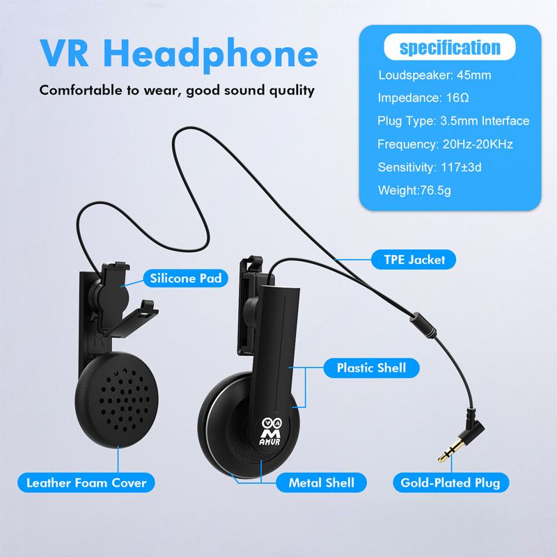 Écouteurs intra-auriculaires VR pour Oculus Quest 2, casque tout-en-un, réduction du bruit, écouteurs stéréo de jeu, haute sensibilité, accessoire VR