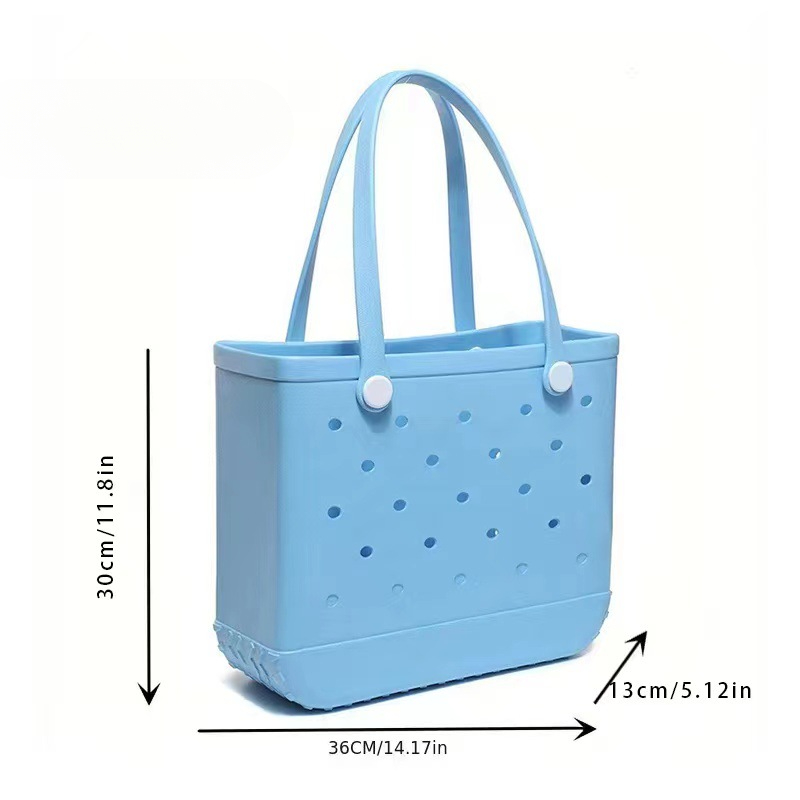 Cesta para exteriores, bolsa para mascotas, bolsa grande con agujero de EVA, bolsa de almacenamiento para playa, bolso de hombro con filtro de agua hueco impreso de gran capacidad
