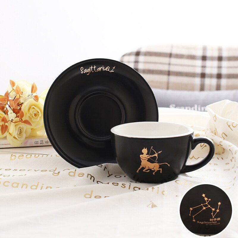 Black Ceramic Coffee Cup and Saucer Set Luxury Cappuccino Coffee Cup Set Filizanki Do Kawy Mug BD50CS: style10