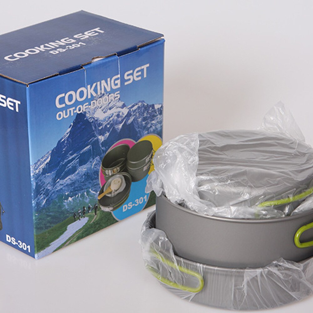 1 Set Camping Cookware Mess Kit Portable Camping Backpacking Cooking Set
