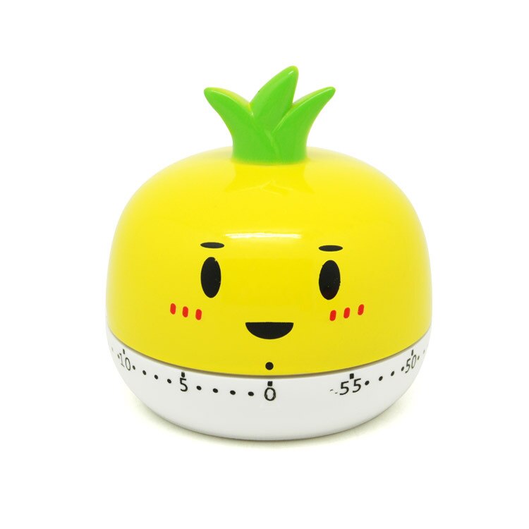 Cartoon Timer Kinderen Leuke Leren Efficiëntie Student Mechanische Timer Keuken Klok Time Management Herinnering: Pineapple yellow