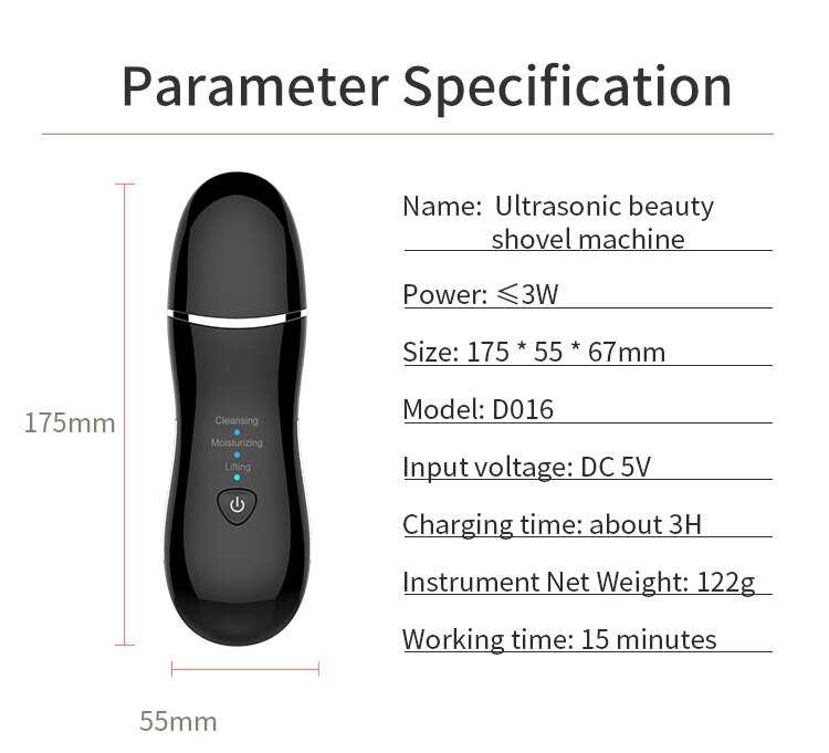 High frequency ultrasonic beauty shovel machine silicone head skin scrubber skin scraper