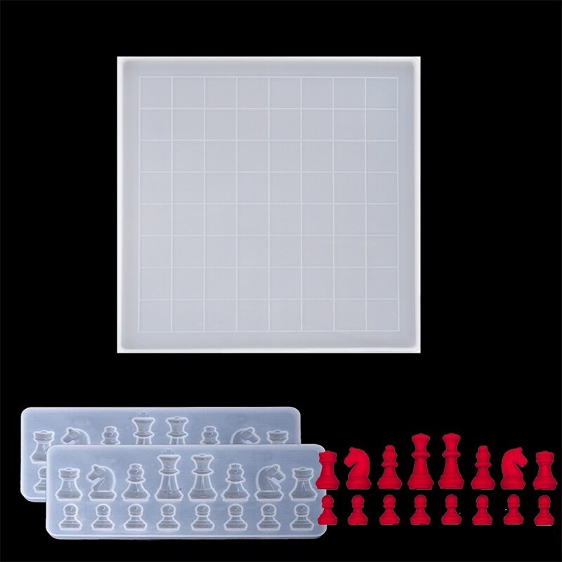 Chess Board Silicone Resin Mold 2Pcs Chess Silicone Mold for Resin Casting Craft