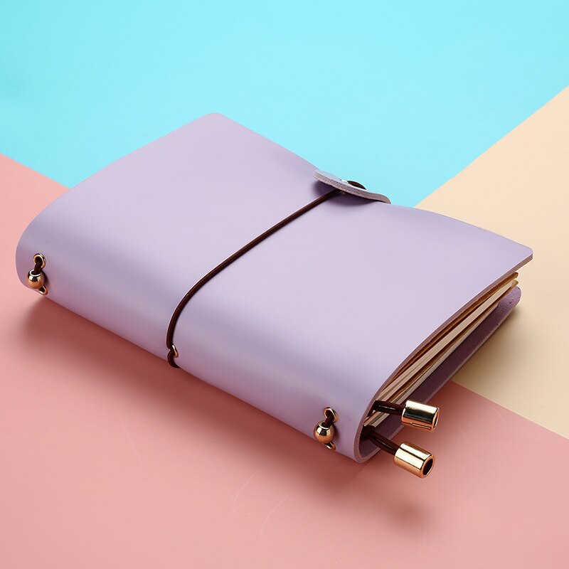 Small A7 Pocket Notebook PU Journal Vintage Planner Notepad Spiral Agenda Kawaii Diary Papeleria Stationery Supply: purple