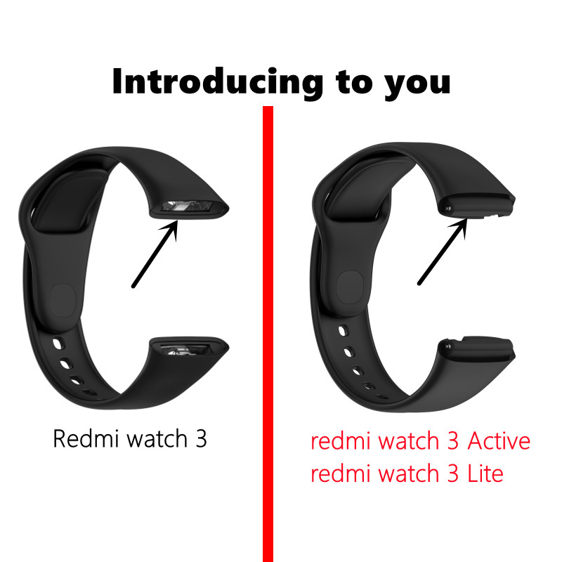 Siliconr rem til xiaomi redmi watch 3 udskiftningsrem redmi watch 3 active dobbeltfarvet blødt tpu + pc-etui armbånd armbånd
