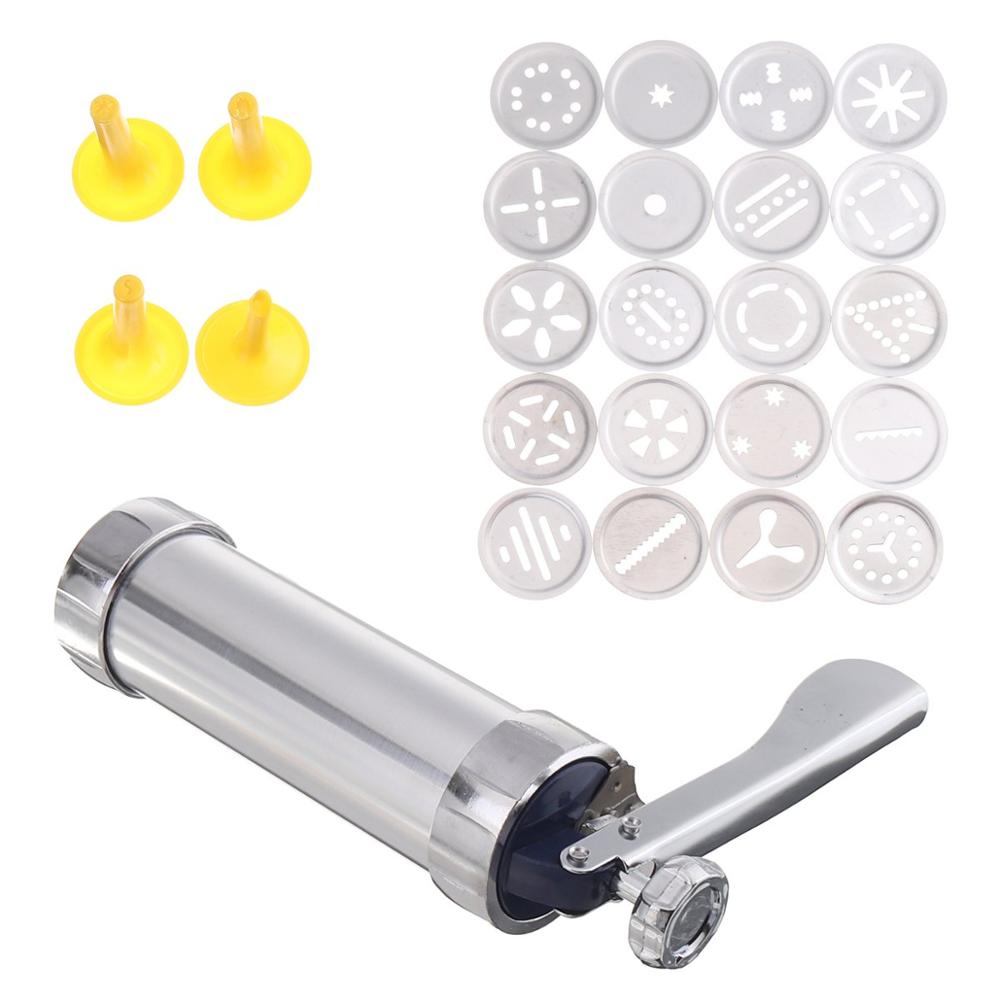 Stainless Steel Non-Stick Cookie Press Set Include 22 Shapes &amp; 4 Decorating Tips