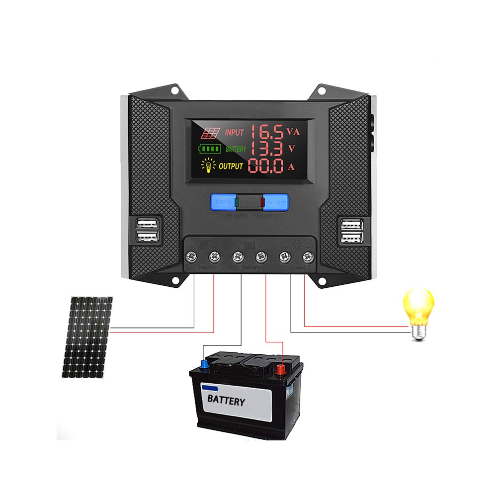 Controlador de carga Solar para sistema fotovoltaico, controlador Solar 30A de 12V/24V 50A 12V 24V 36V 48V, regulador automático de entrada PV de 100V