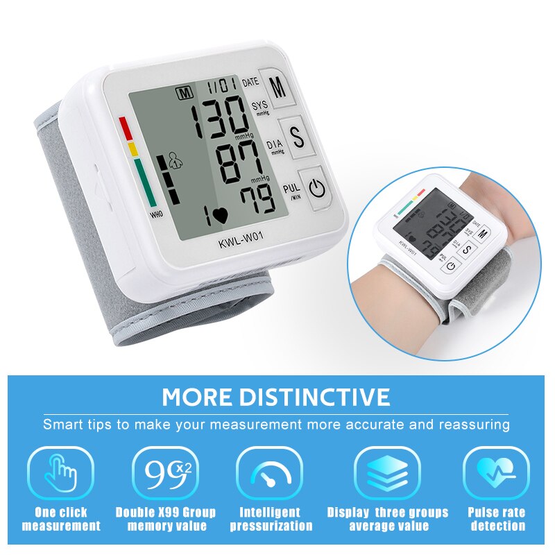 Automatic Upper Arm Blood Pressure Monitor Cuff LCD Display Sphygmomanometer Household Tonometer Electronic Mini Tensiometro