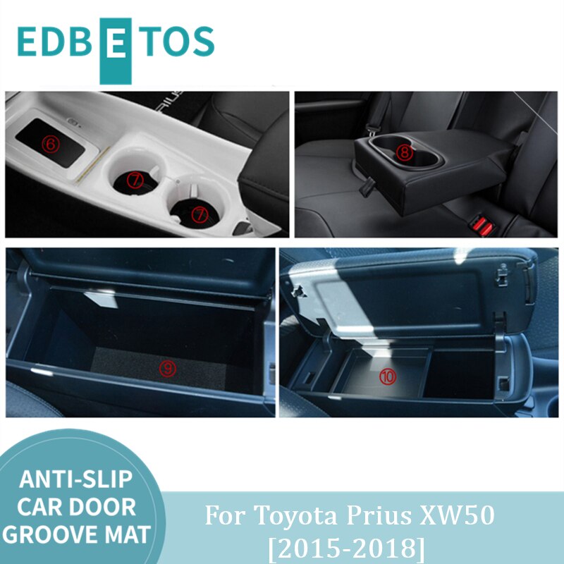 Door Gate Slot Mats Door Mats Fit For Toyota Prius 50 XW50 Center Console Liner Accessories, Non-Slip Anti-Dust Mats