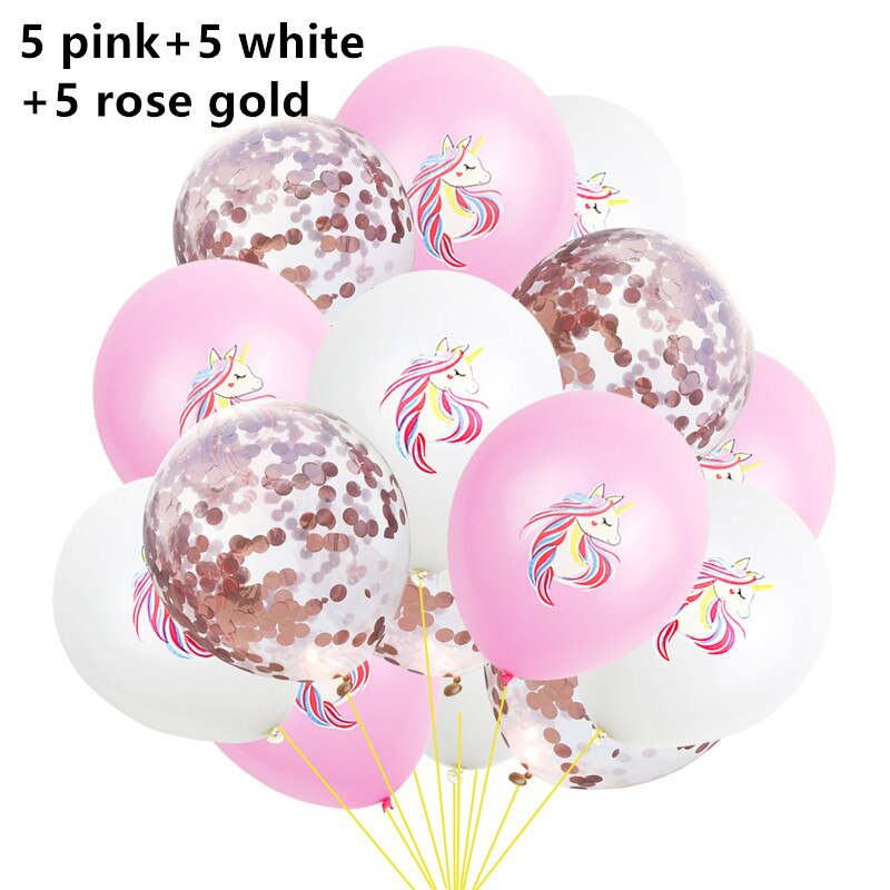 1set Hawaiian Unicorn Party Fiesta Party Balloons Baby Shower Happy Birthday Wedding Party Deco AnniversaireComunion Decoracion: 3 rose gold