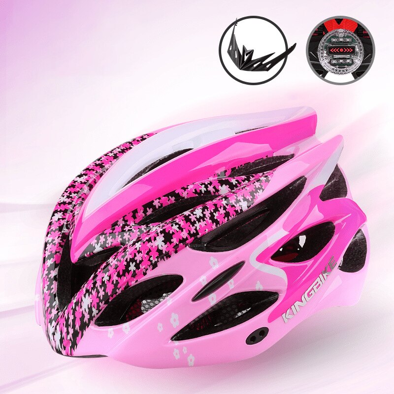 Bicycle Helmet Adult Lady Riding Helmet High-strength PC Material Shock-absorbing Helmet Mountain Bike One-piece Helmet: Pink