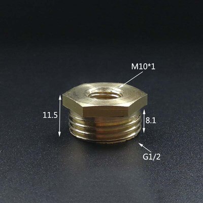 M10x1 M14x1.5 M18x1.5 M20x1.5 1/4'' 1/2'' 3/4'' 1''Thread Pneumatic Pressure Gauge Conversion Adapter Pipe Fittings: M10x1-04