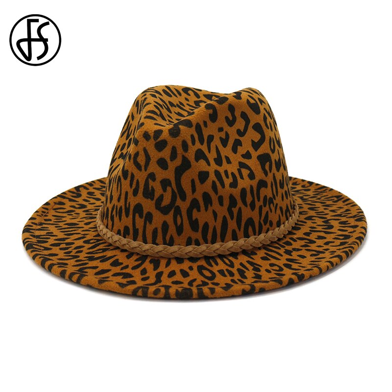 Fs dames vintage brede rand vilt fedora hoeden luipaardprint heren wollen panama jazz pet khaki legergroen wijnrood beige grijze hoed