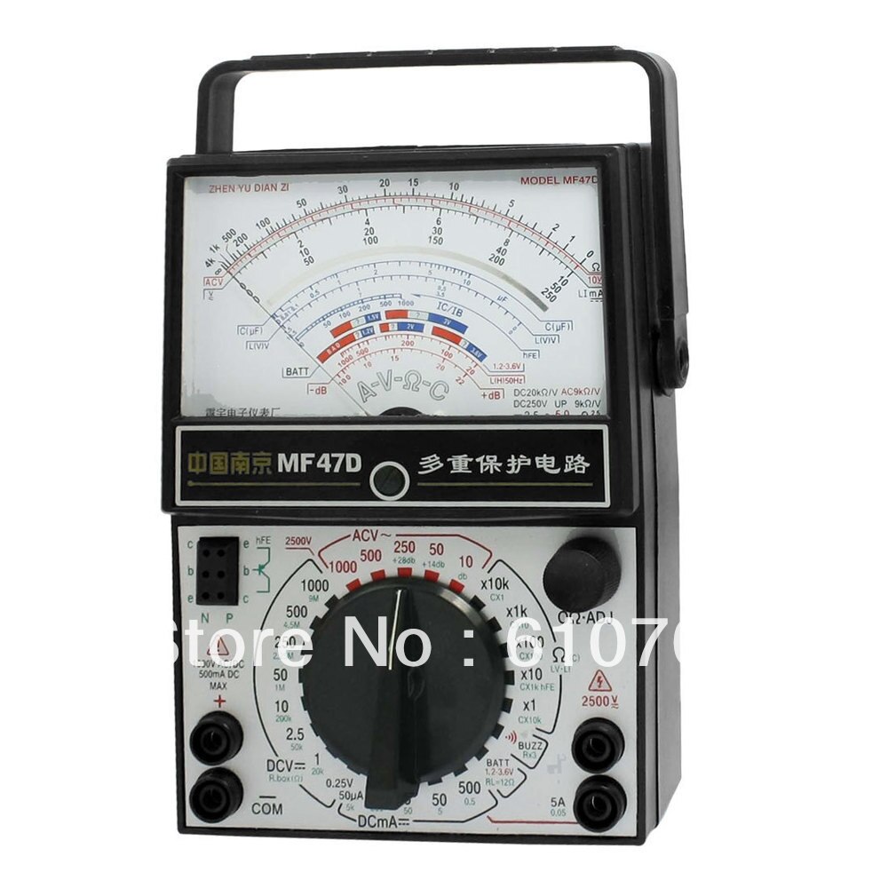 AC DC Voltmeter Ammeter Ohmmeter Analog Multimeter Black White MF47D