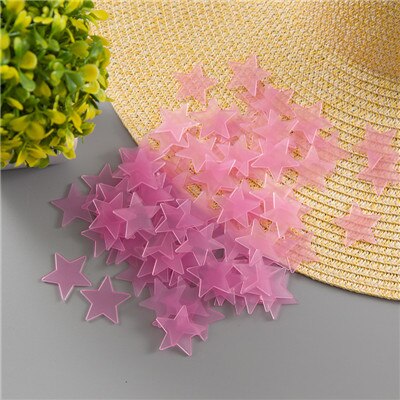 100pcs Luminous Star Stickers 3 Cm for Bedroom Sofa Kids Room Party Decoration 3D Fluorescent PVC Sticker Toy: Pink