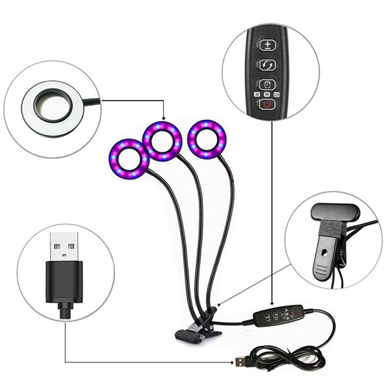 Grow Light,30W LED Grow Lamp Plant Lights Full Spectrum,Auto ON & Off with 3/9/12H Timer 9 Dimmable Levels Clip-On Desk Grow L