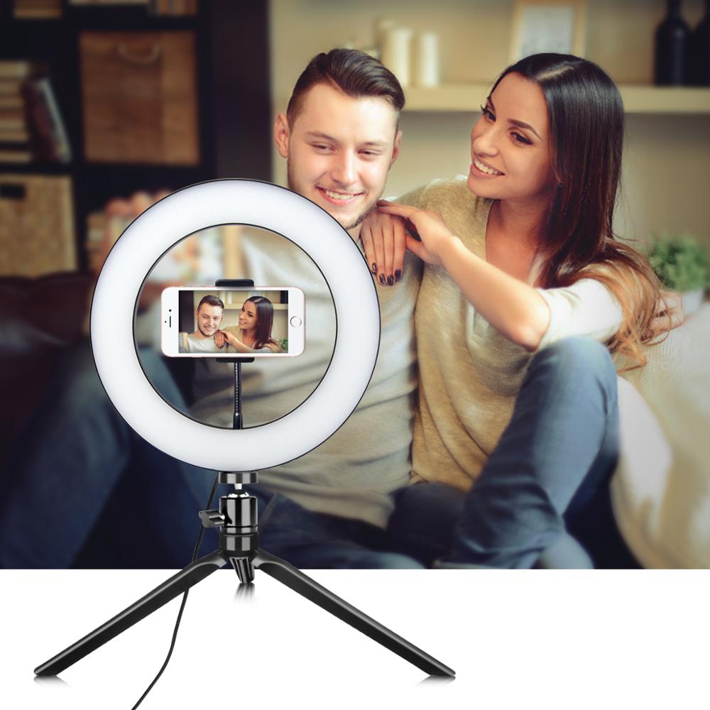 Led Selfie Ring Licht Fotografie Verlichting Kit Ring Lamp Met Statief Voor Live Video Telefoon