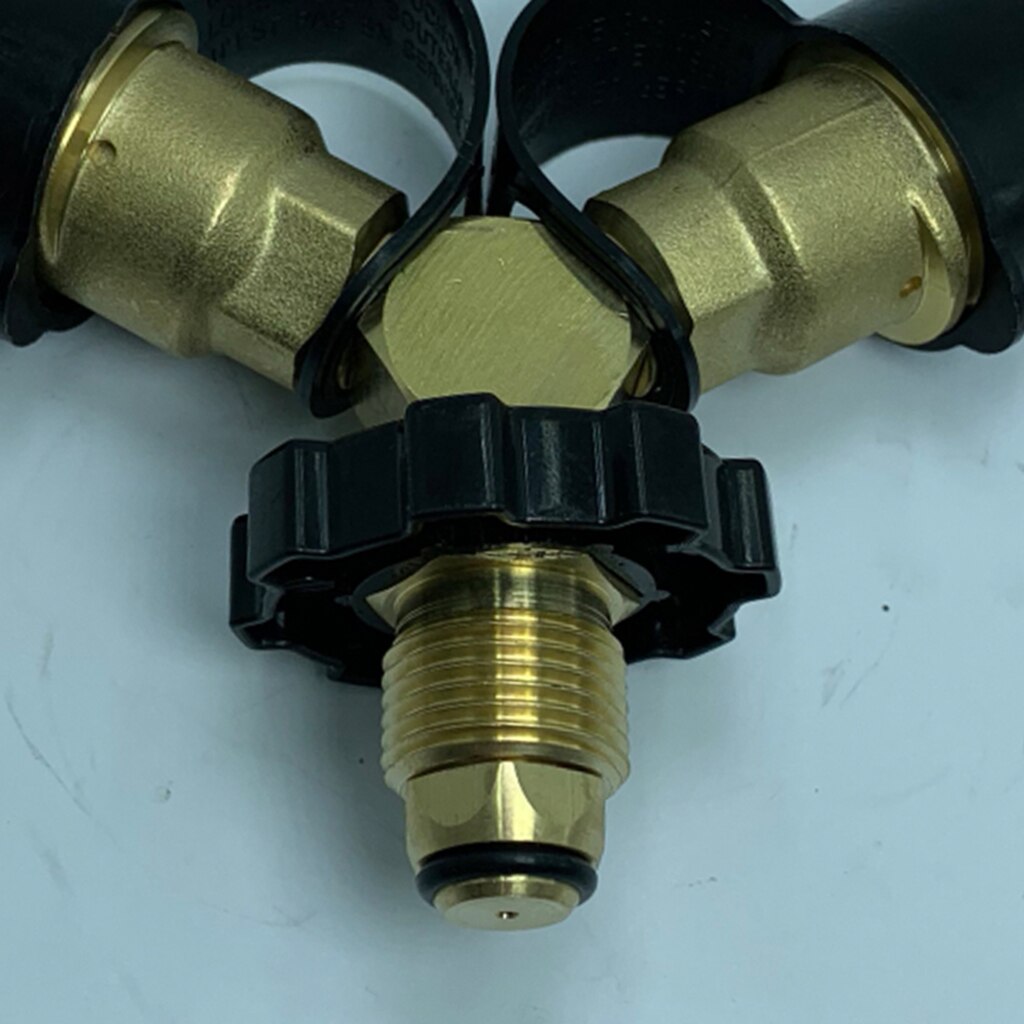 2 Way Tee Y Adapter Solid Brass Connector for All BBQ Gas Grill Tanks Heater