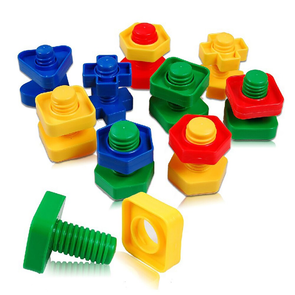 40Pcs/Set 3D Colorful Screw Nuts Bolts Building Puzzle Game Assembly Intelligent Kids Toy