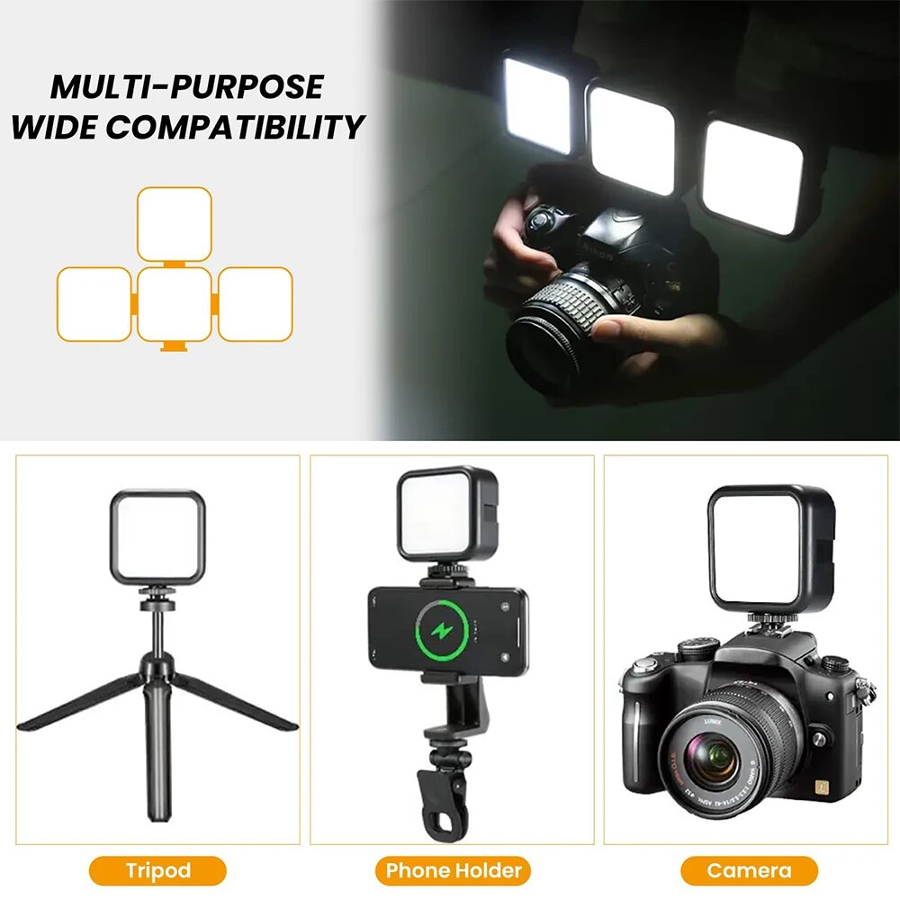 Luz LED de estudio fotográfico para juegos Tiktok Youbute, iluminación de relleno de vídeo en vivo, cámara portátil, grabación de vídeo, lámpara de Panel de fotografía