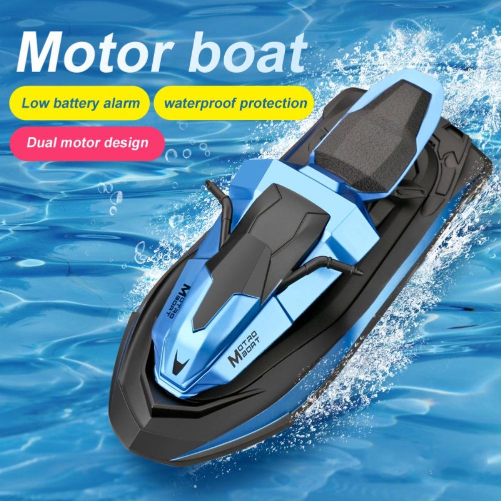 Rctown mini rc-båt 2.4g 40 meter fjärrkontroll sommarvattenstänk elmotorbåt fjärrstyrd båt: Blå