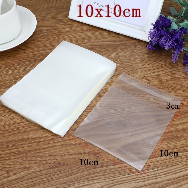 100PCS/Lot Frosted Transparent Plastic Envelopes Multi-size Cookie Dessert Bags Self-adhesive Envelope Bag Office School Supply: 10x10cm