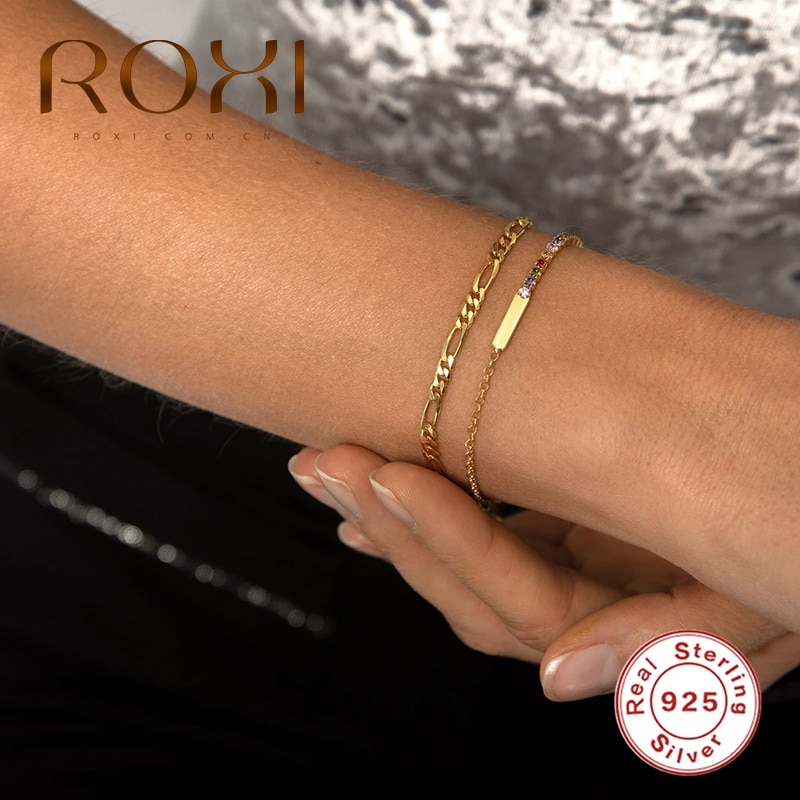 Roxi ins justerbare perlekæde armbånd til kvinder piger minimalisme 925 sterling sølv pulseras armbånd bransoletki damskie