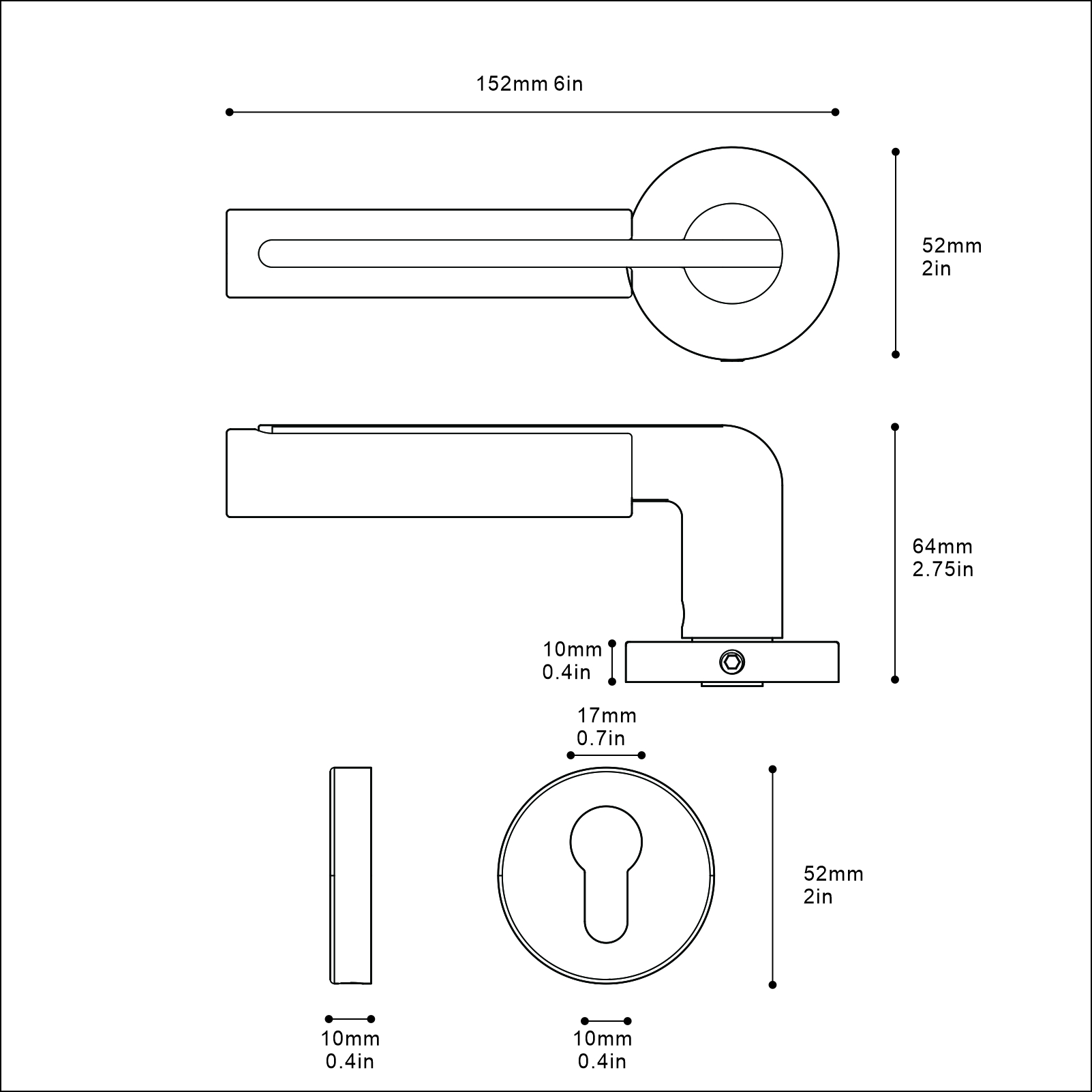 Viladepot Privacy Deurgreep Houten Handvat Hendel Slaapkamer Badkamer Doorgang Deurslot Zonder Slot Cilinde