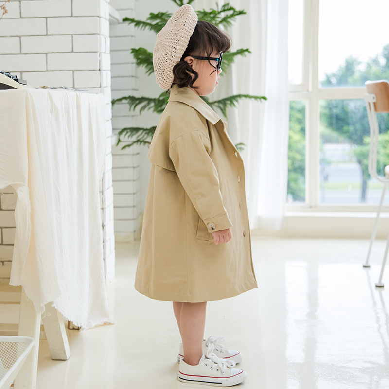 Gabardina para Niñas Ropa para niños bebé chaquetas largas casuales niño niña Turn-down Collar Trench Outwear 2 3 4 5 5 5 6 6 7 año