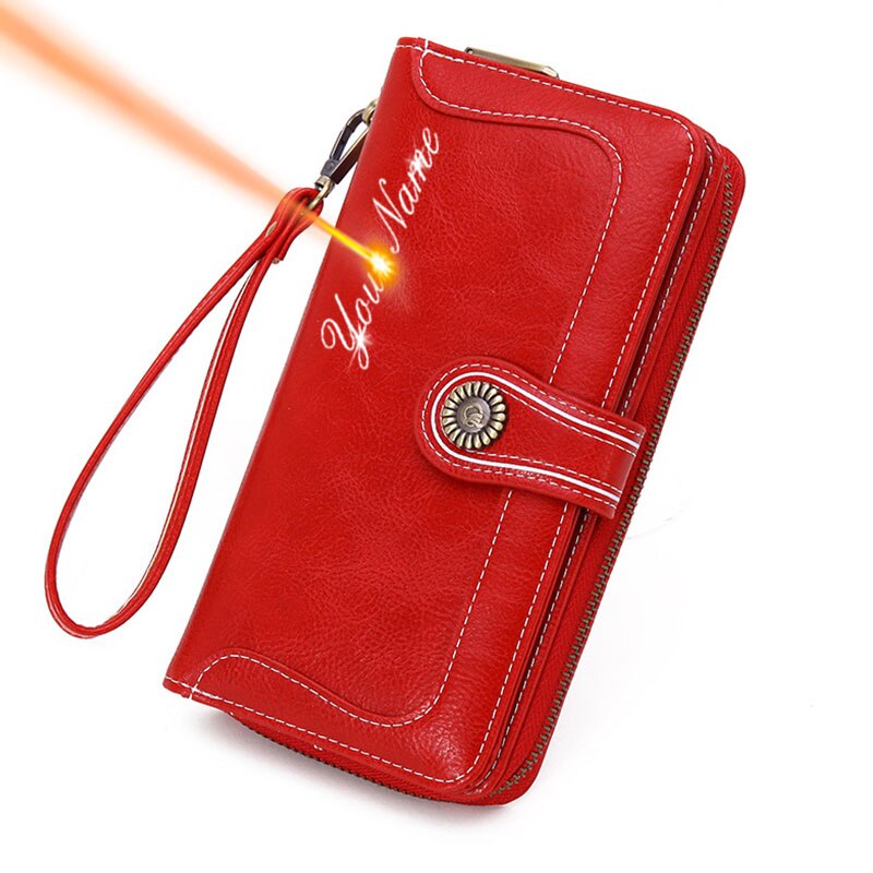 2022 Long Women Wallets Phone Holder Zipper Coin Pocket Female Wallet Clutch Vintage PU Leather Card Holder Women Purse