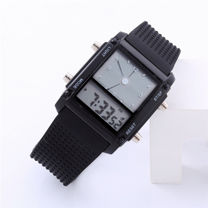 Reloj Led Digital para hombre y mujer, reloj de pulsera informal deportivo, banda de silicona, negro y blanco, reloj Saati: Black