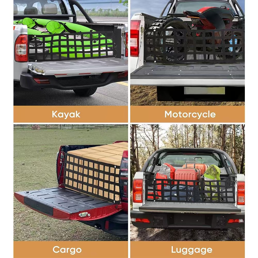 Car Trunk Organizer Net UV Protection Pickup Truck Bed Cargo Mesh Tailgate Net Cargo Storage Netting Divider Car Accessories
