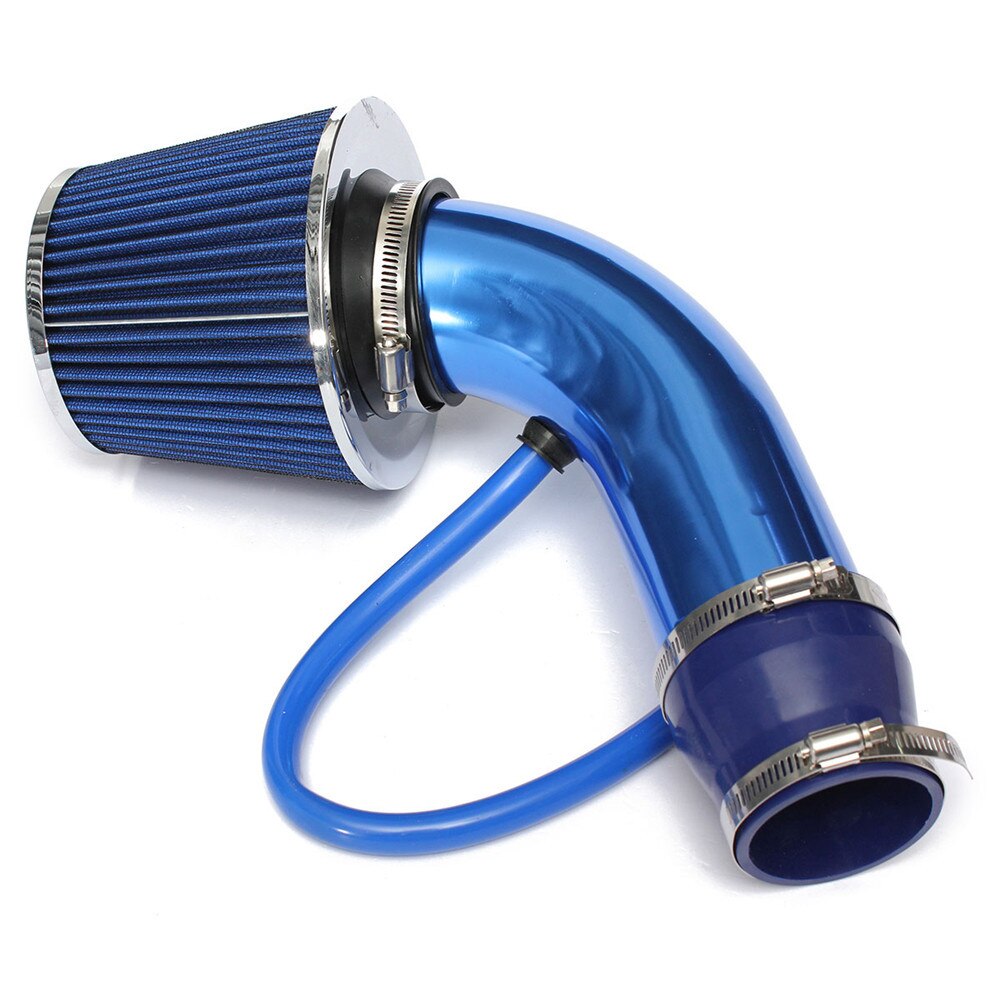 Kit de admisión Universal con filtro, tubo de conducto de 3 pulgadas con manguera fría de goma de 63mm a 76mm, tubo Turbo de inducción de alta potencia: Blue