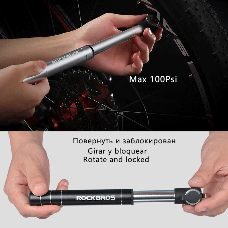 ROCKBROS Mini Tragbare Fahrrad Pumpe Licht Aluminium Legierung MTB Fahrrad Luftpumpe Reifen Inflator Schrader Presta Ventil Radfahren Pumpen