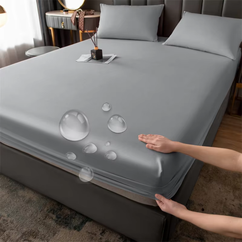 WASART Waterdichte matrasbeschermer cover queen kingsize tweepersoonsbed sprei elastische hoeslaken bed bescherming pad 90/180 cm: 1.2m (4 feet) bed / Paars