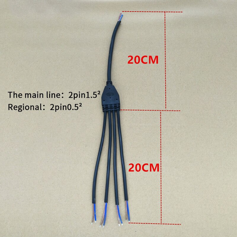 Cables Connector Waterproof IP67 2 pin Y 1 to 2 3 4 5 Connectors Male Female Electrical Wire Splitter Outdoor Led Strips: 1 to 4