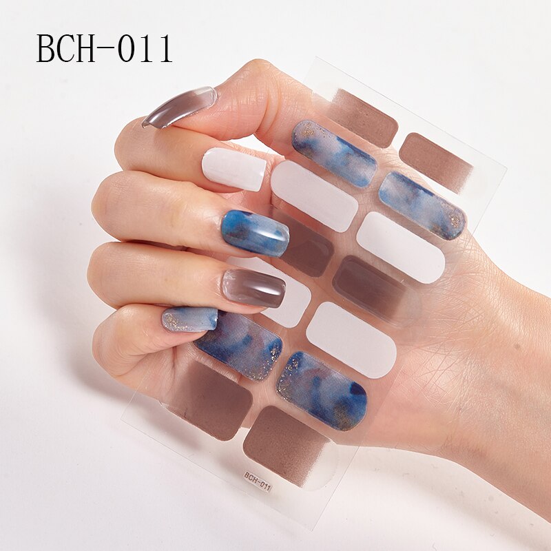 Japanese/Korea Style Nail Stickers Nail Wraps Stripe Full Cover Self-Adhesive Flower Waterproof Nail Polish Stripe Nail Art: BCH-011