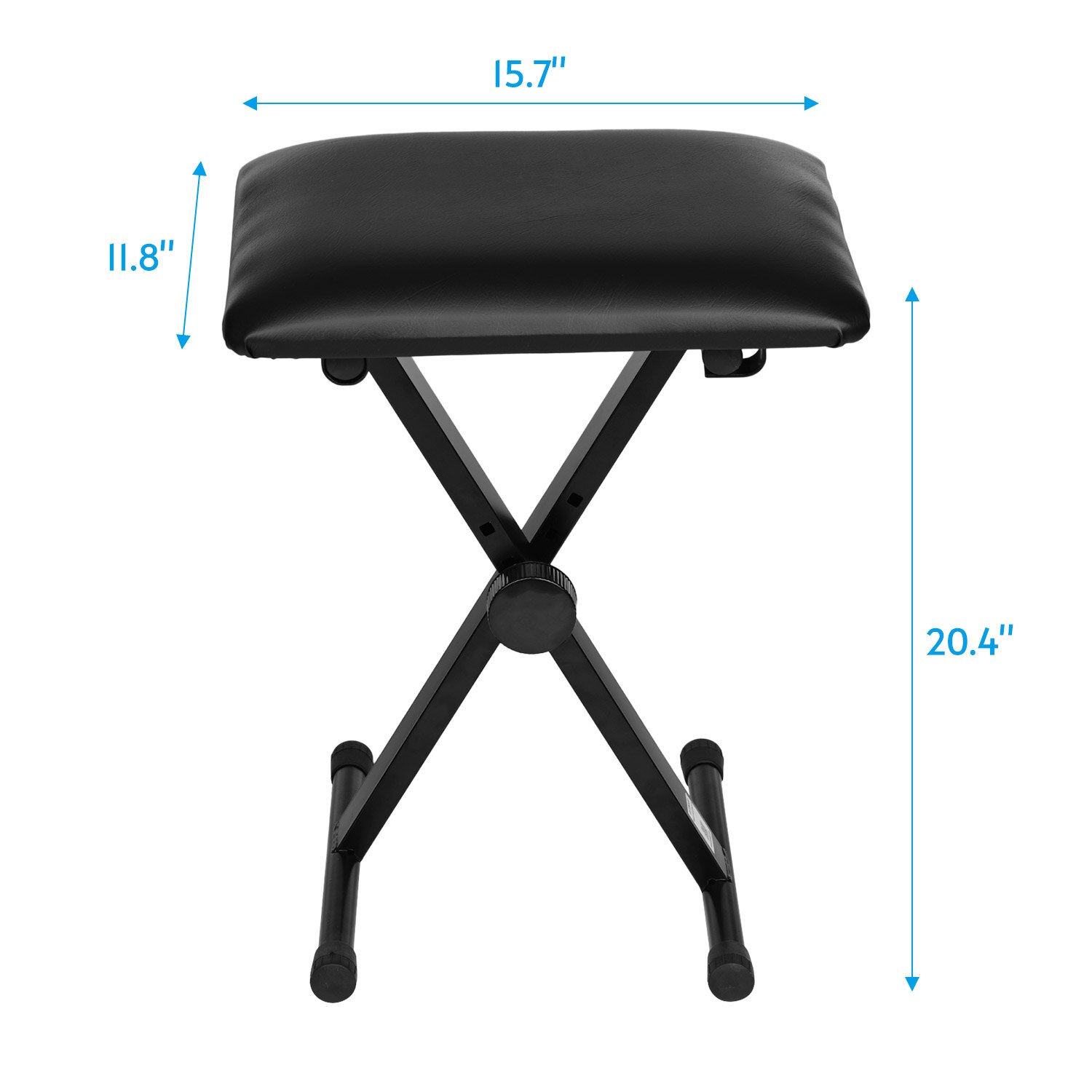 X-Style Piano Stool Single Person Piano Bench for Electronic Piano Guitar Drum Stool Adjuatable Folded Padded Stool Black